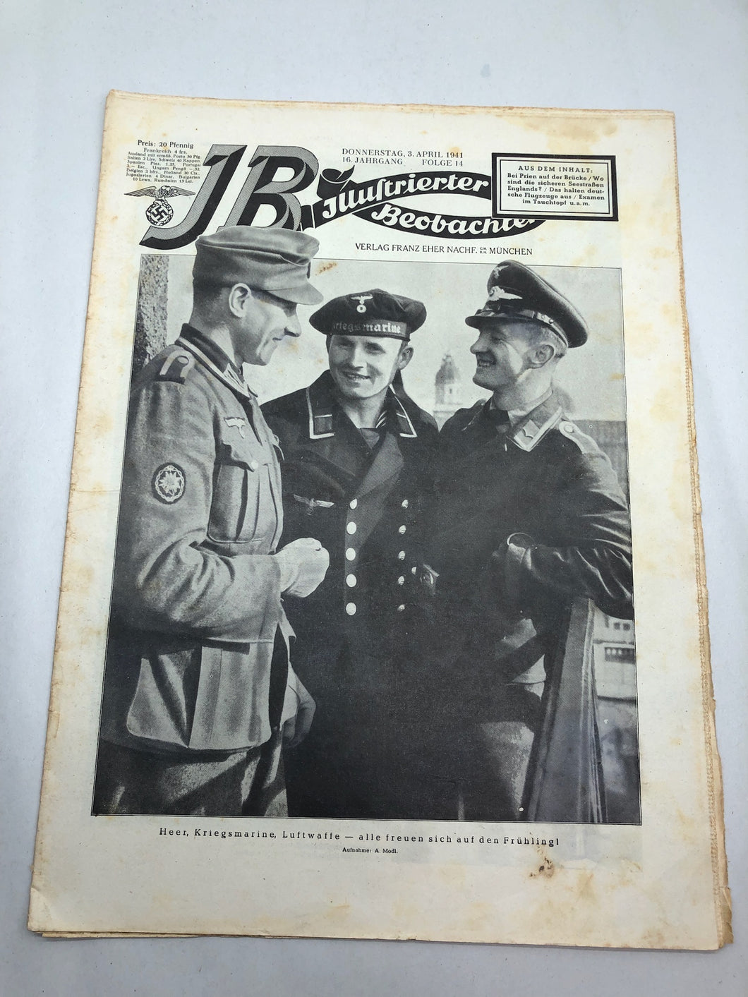 JB Juustrierter Beobachter NSDAP Magazine Original WW2 German - 3 April 1941