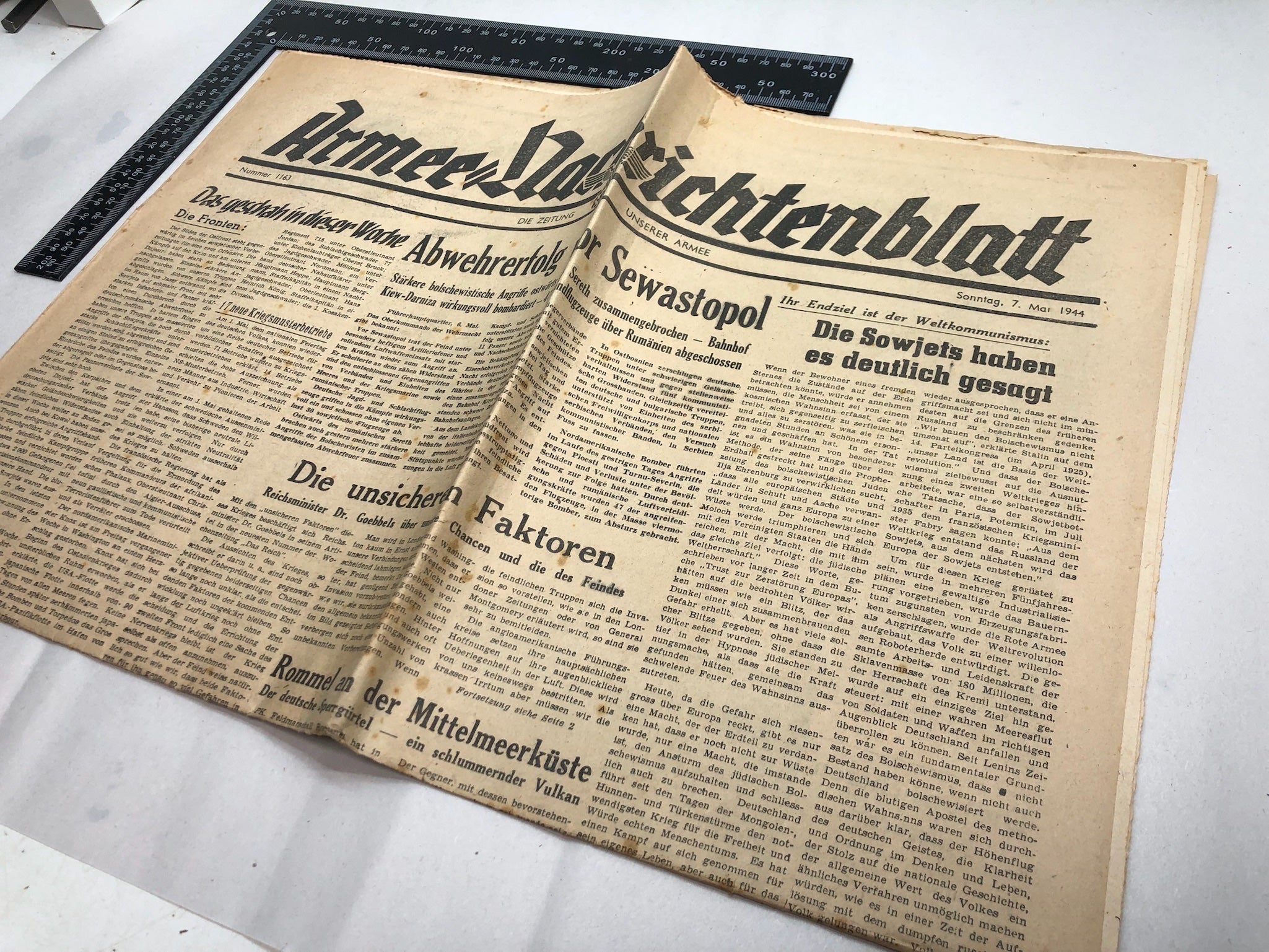 Original WW2 German Political Newspaper - 7th May 1944 - The Militaria Shop