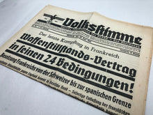 Charger l&#39;image dans la galerie, Original WW2 German NSDAP VOLKSSTIMME Political Newspaper - 26th June 1940
