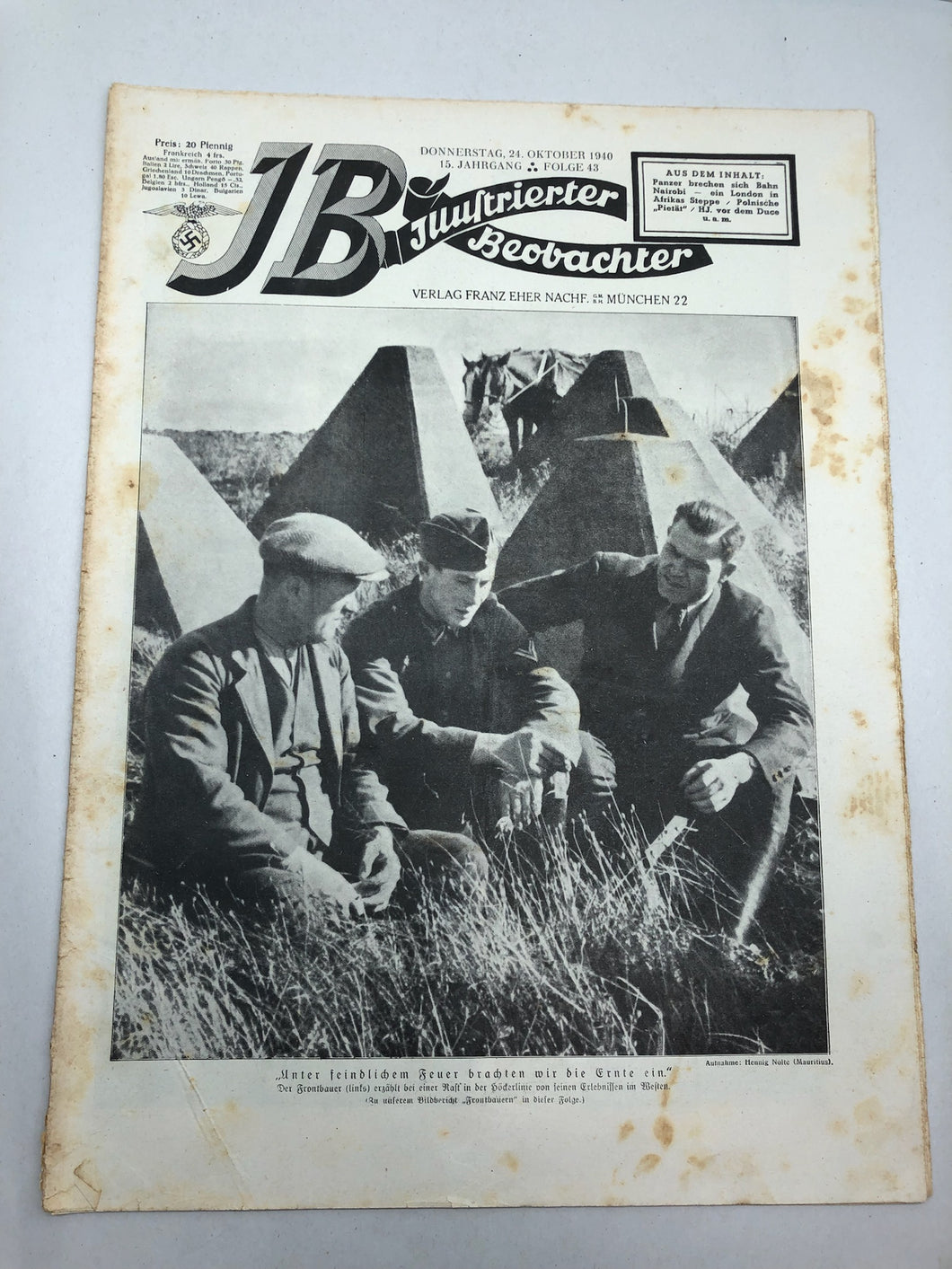 JB Juustrierter Beobachter NSDAP Magazine Original WW2 German - 24th October 1940