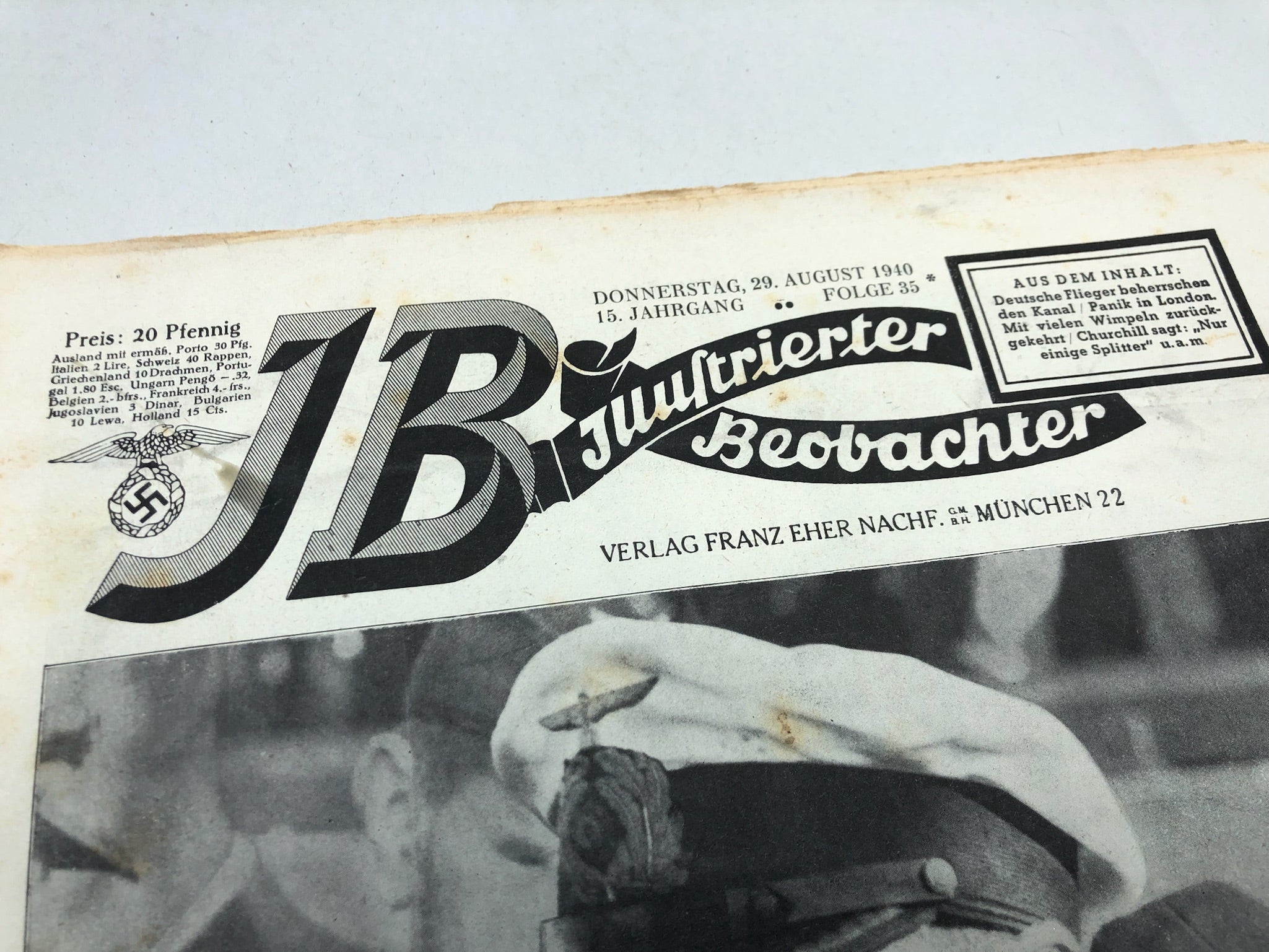 JB Juustrierter Beobachter NSDAP Magazine Original WW2 German - 29th August 1940 - The Militaria Shop