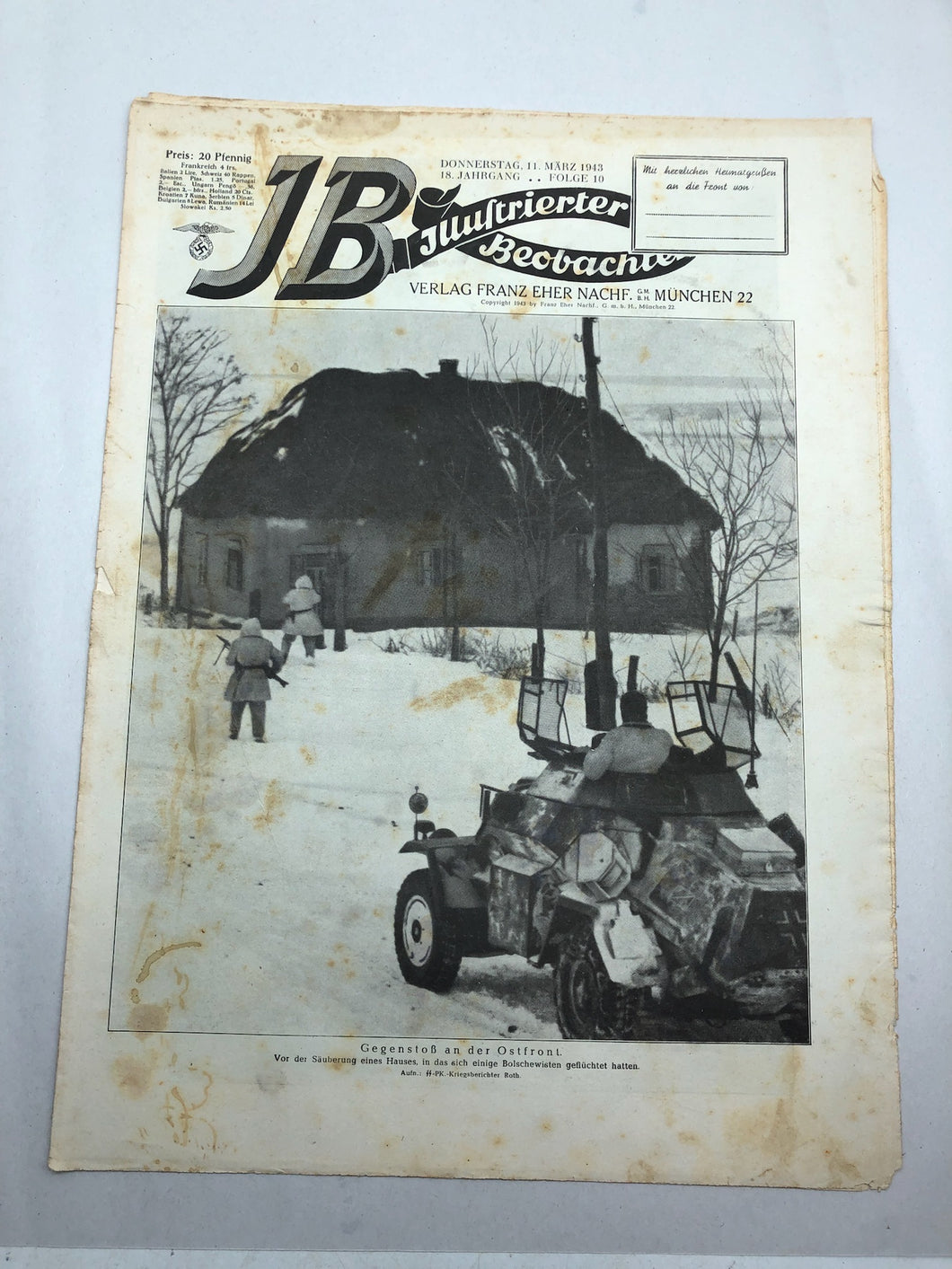 JB Juustrierter Beobachter NSDAP Magazine Original WW2 German - 11 March 1943