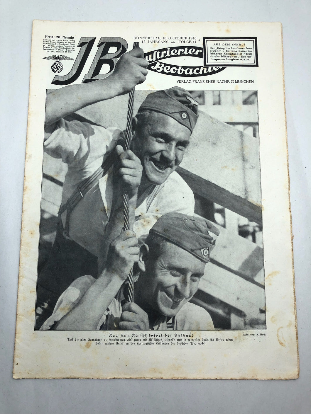 JB Juustrierter Beobachter NSDAP Magazine Original WW2 German - 10 October 1940