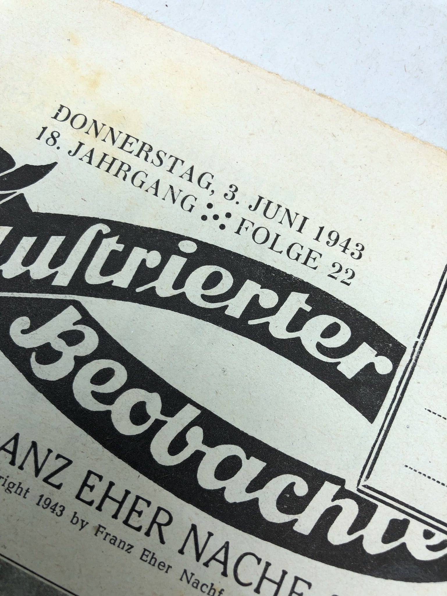 JB Juustrierter Beobachter NSDAP Magazine Original WW2 German - 3rd June 1943 - The Militaria Shop