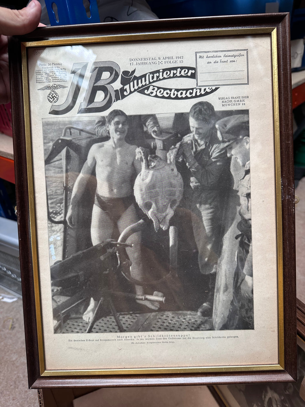 Original WW2 German Newspaper Magazine Framed for Display