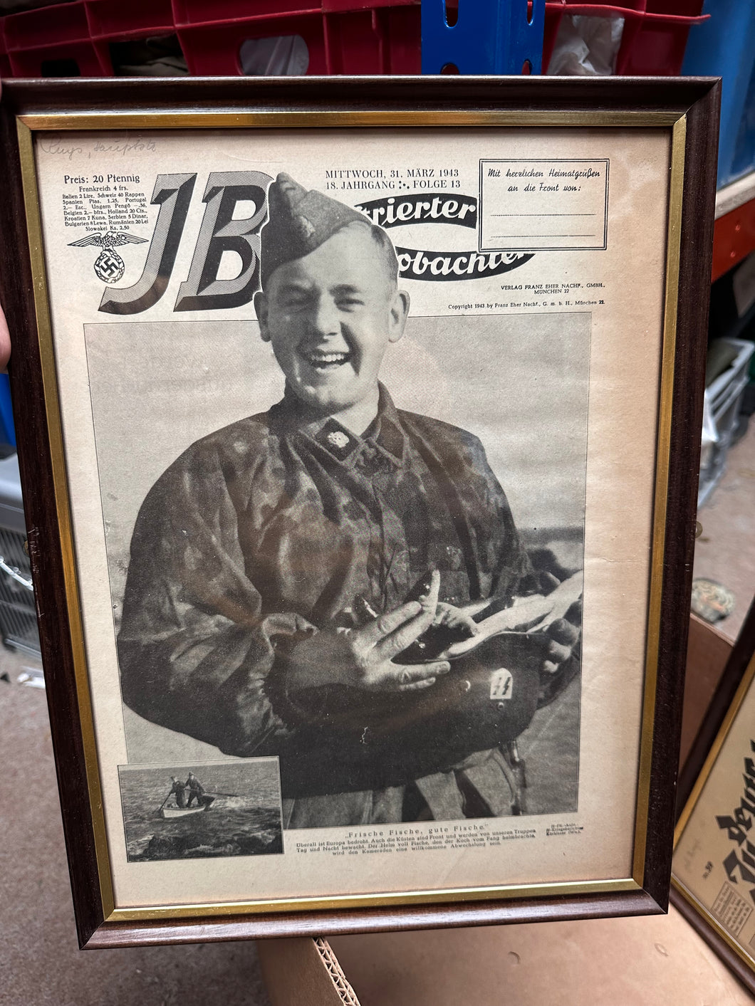 Original WW2 German Newspaper Magazine Framed for Display
