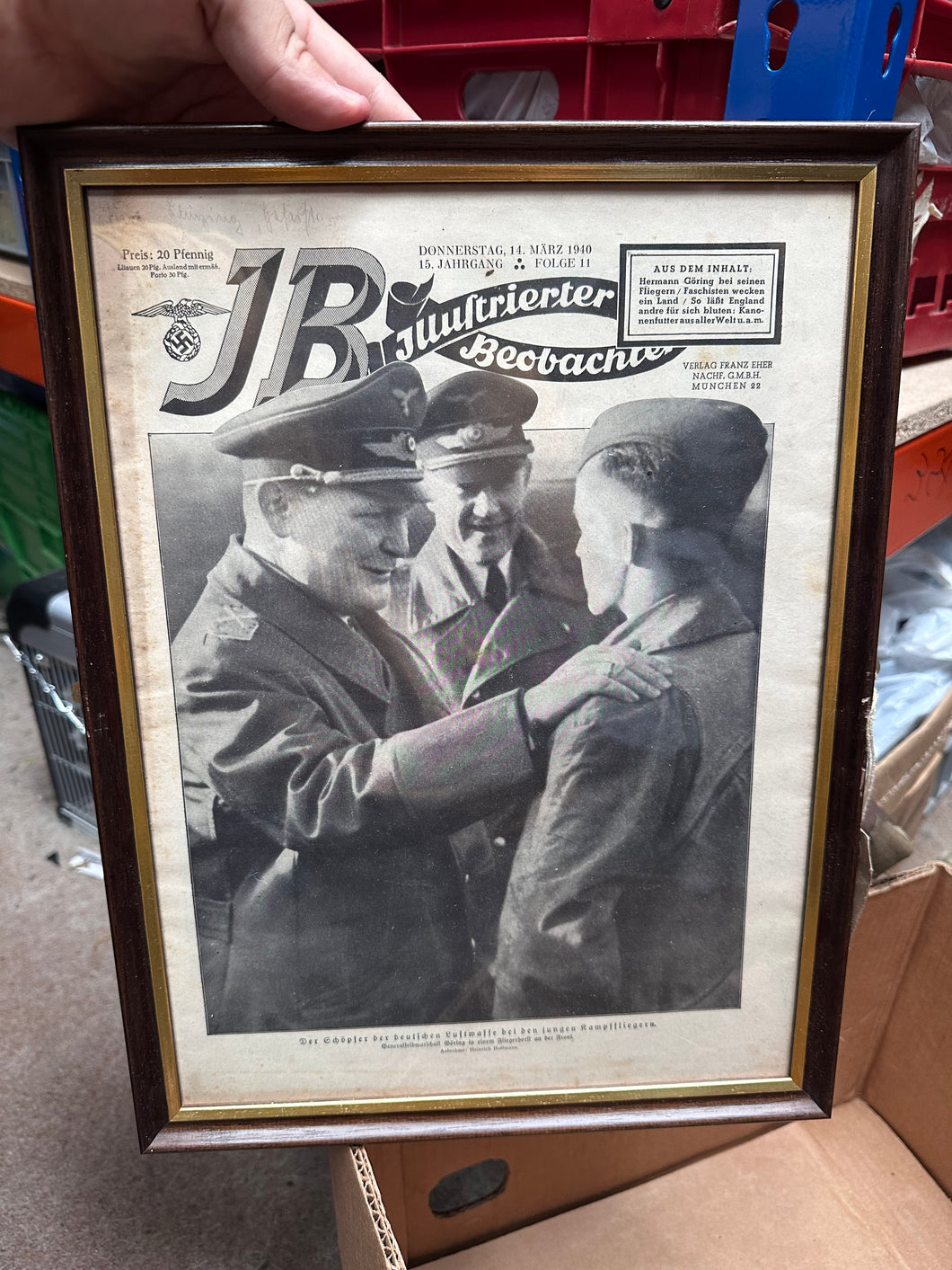 Original WW2 German Newspaper Magazine Framed for Display