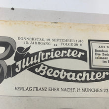 Load image into Gallery viewer, JB Juustrierter Beobachter NSDAP Magazine Original WW2 German - 19th September 1940
