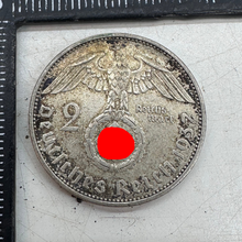 Load image into Gallery viewer, Origina WW2 2 Reichsmark Silver Coin
