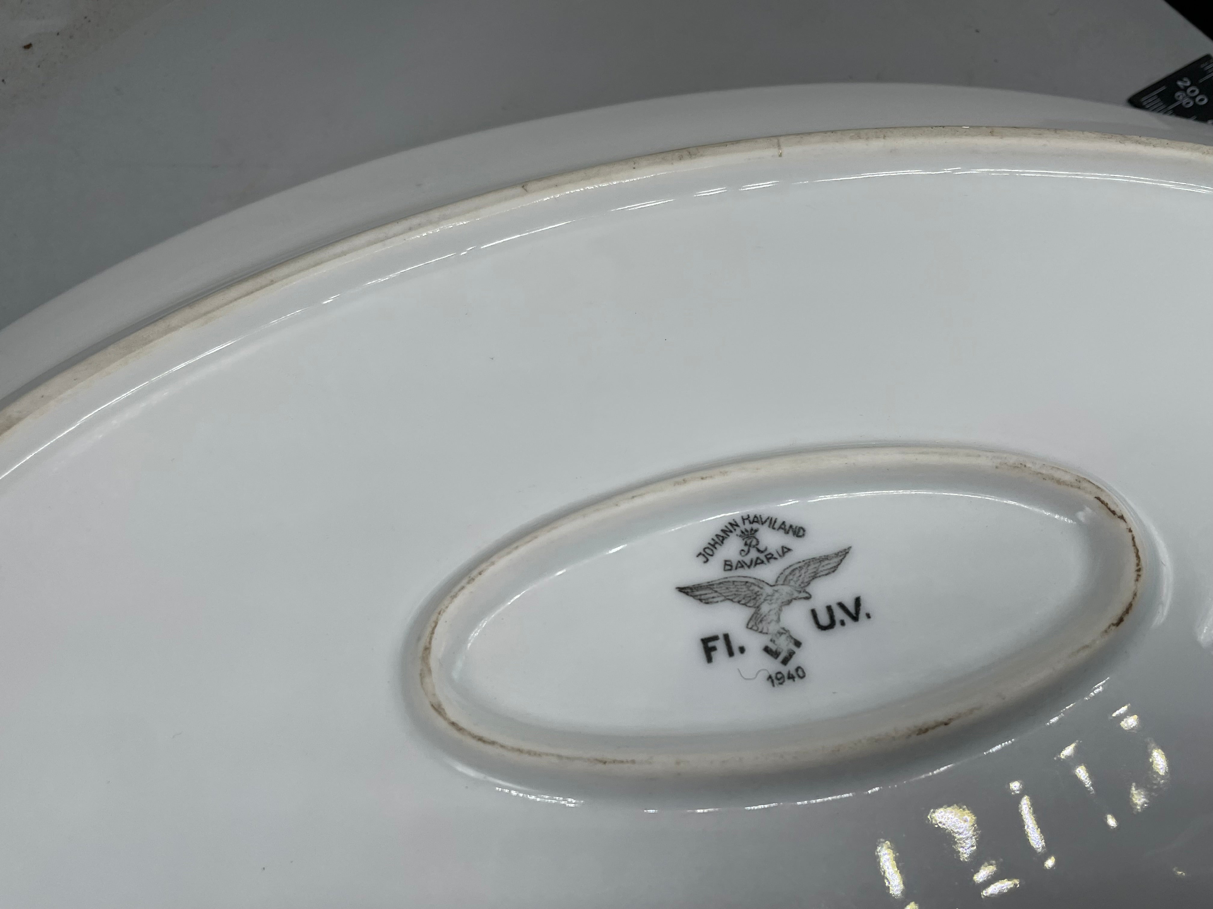 Original WW2 German Luftwaffe Porcelain Serving Platter - Dated 1940 - The Militaria Shop