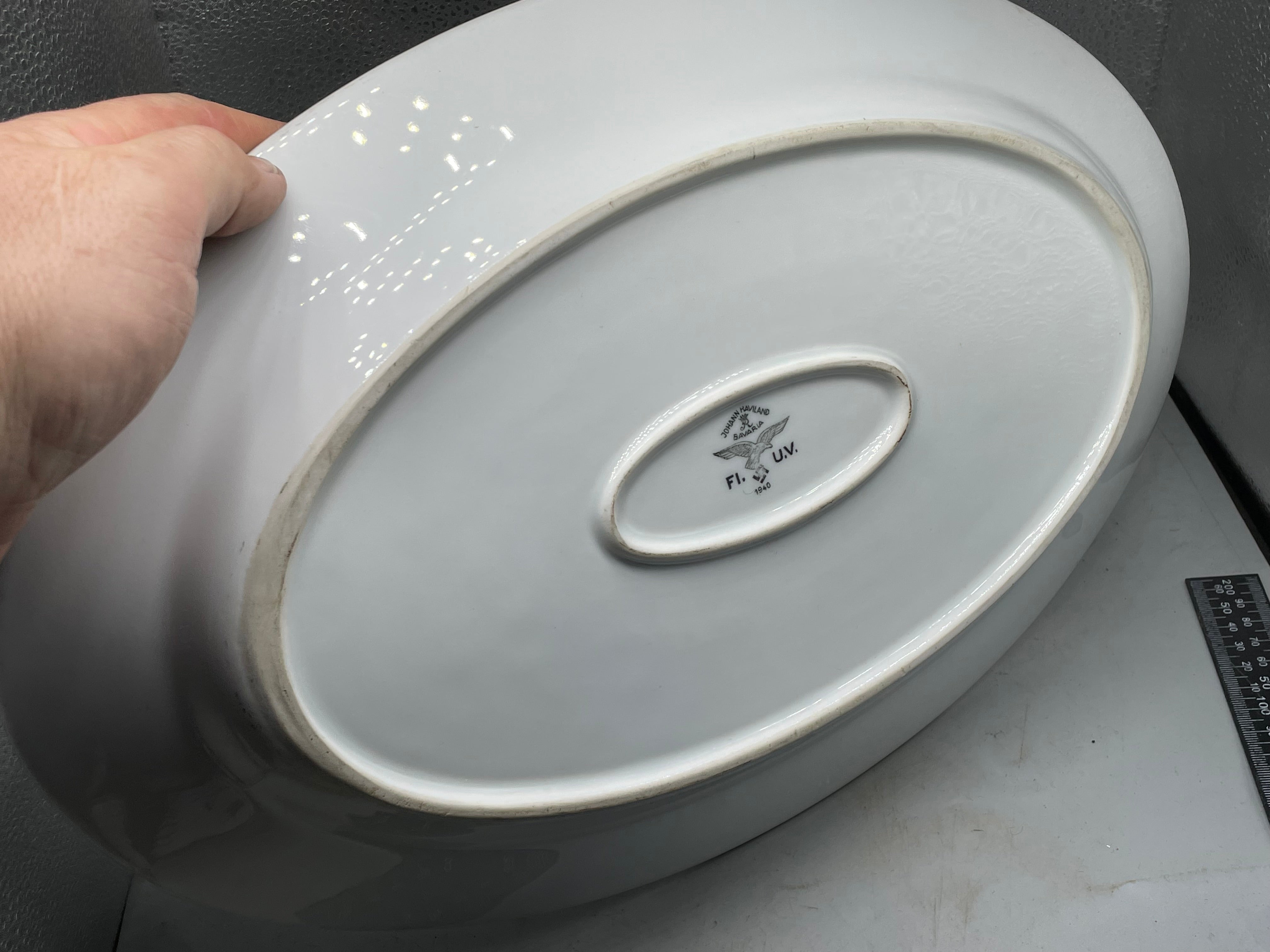 Original WW2 German Luftwaffe Porcelain Serving Platter - Dated 1940 - The Militaria Shop