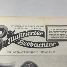 Load image into Gallery viewer, JB Juustrierter Beobachter NSDAP Magazine Original WW2 German - 28th November 1940
