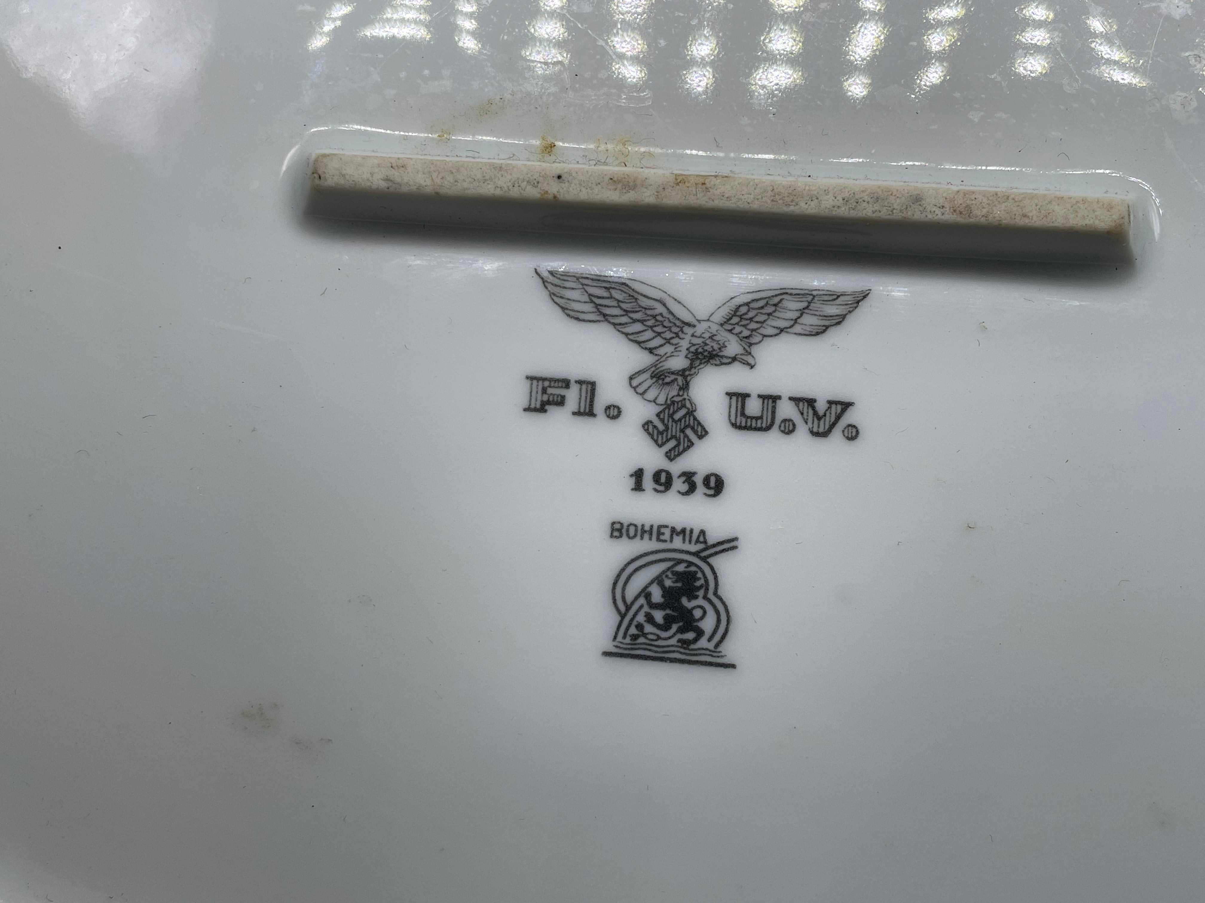 Original WW2 German Luftwaffe Porcelain Serving Platter - Dated 1939 - The Militaria Shop