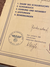 Lade das Bild in den Galerie-Viewer, WW2 - 1938 Dated German School Document with a good eagle stamp.
