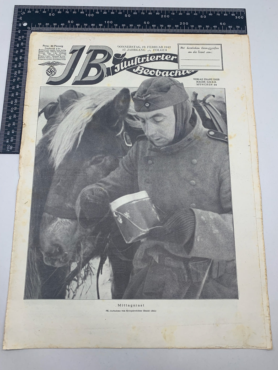 JB Juustrierter Beobachter NSDAP Magazine Original WW2 German - 19th February 1942