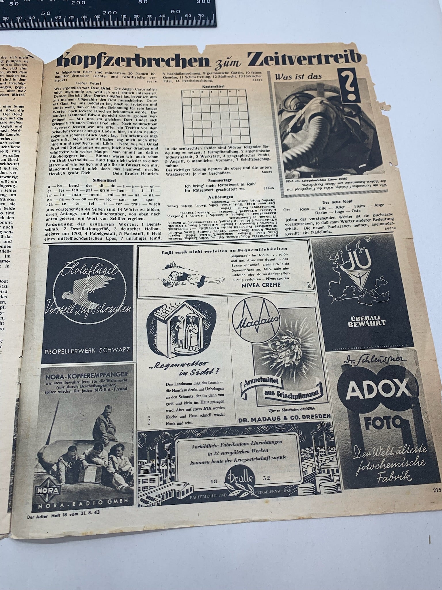 Der Adler Luftwaffe Magazine Original WW2 German - 31st August 1943 - The Militaria Shop