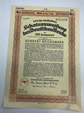 Load image into Gallery viewer, Original WW2 German Government Treasury Loan Bill 100 Reichmarks
