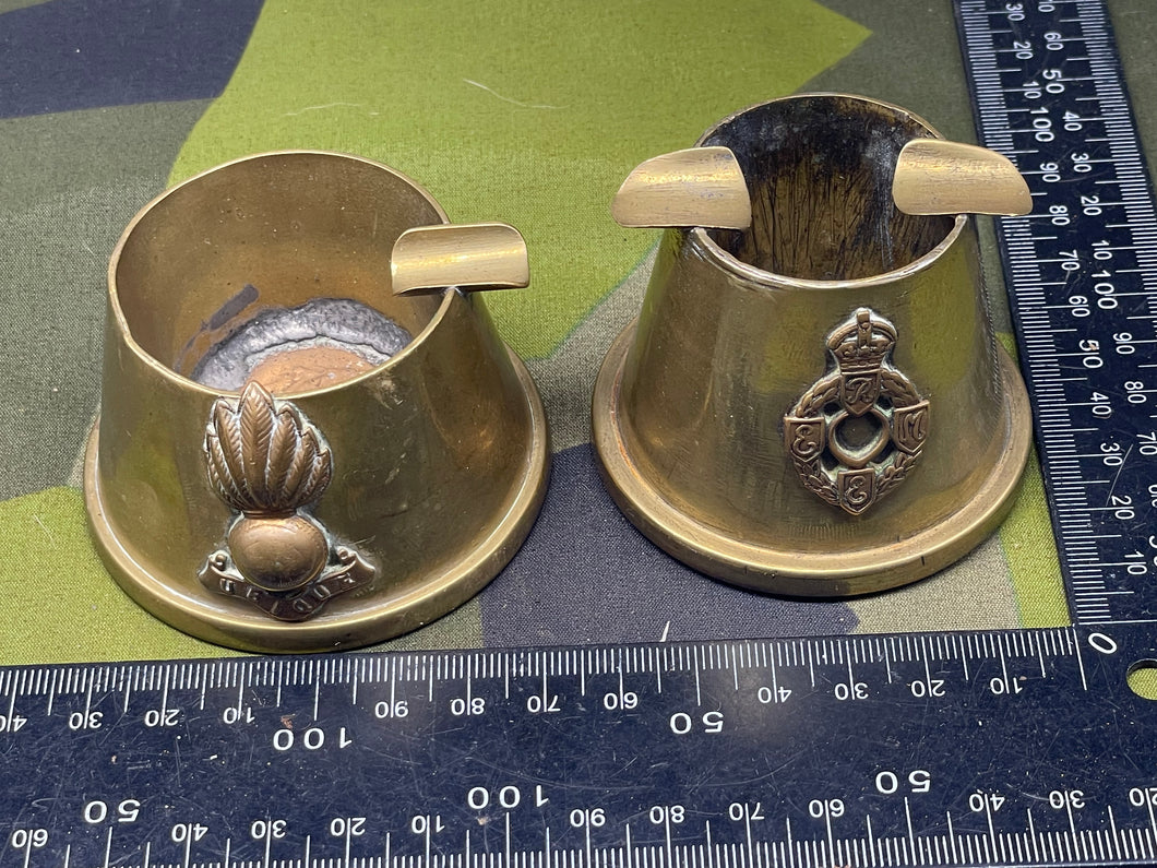 Pair of Interesting British Army Badged Ashtrays