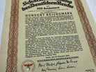 Original WW2 German Government Treasury Loan Bill 100 Reichmarks - The Militaria Shop