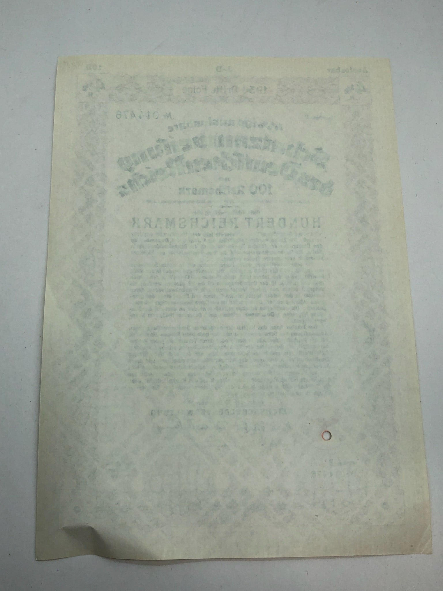 Original WW2 German Government Treasury Loan Bill 100 Reichmarks - The Militaria Shop