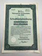 Original WW2 German Government Treasury Loan Bill 100 Reichmarks - The Militaria Shop