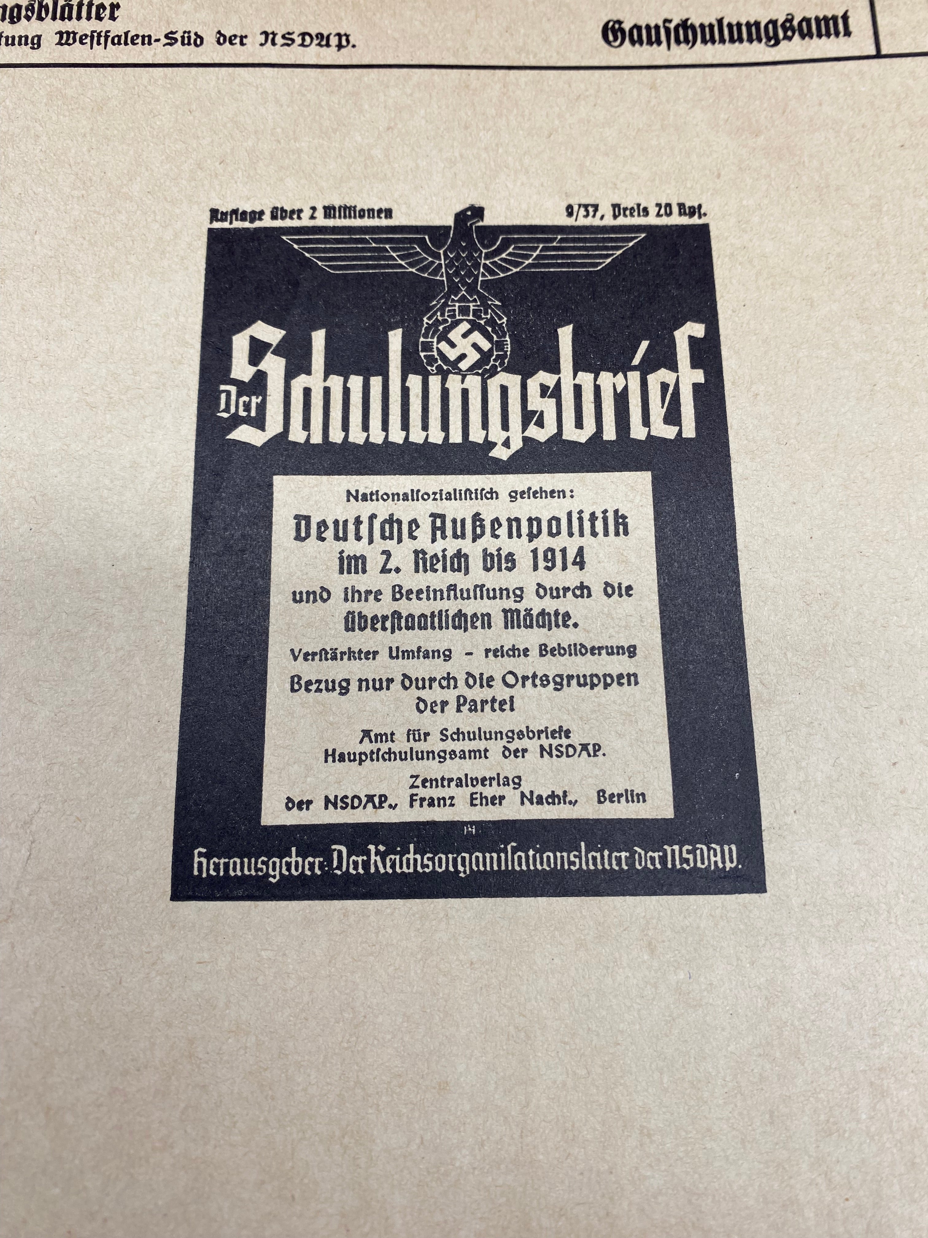 Interesting WW2 German Paper Page Advert. 1937 Dated. - The Militaria Shop