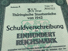 Original WW2 German Government Treasury Loan Bill 100 Reichmarks - The Militaria Shop