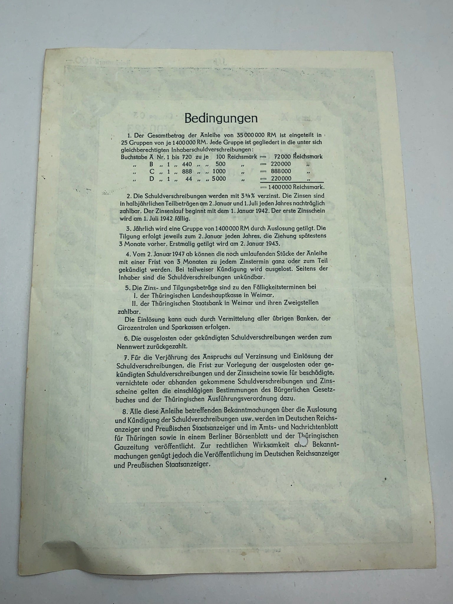 Original WW2 German Government Treasury Loan Bill 100 Reichmarks - The Militaria Shop