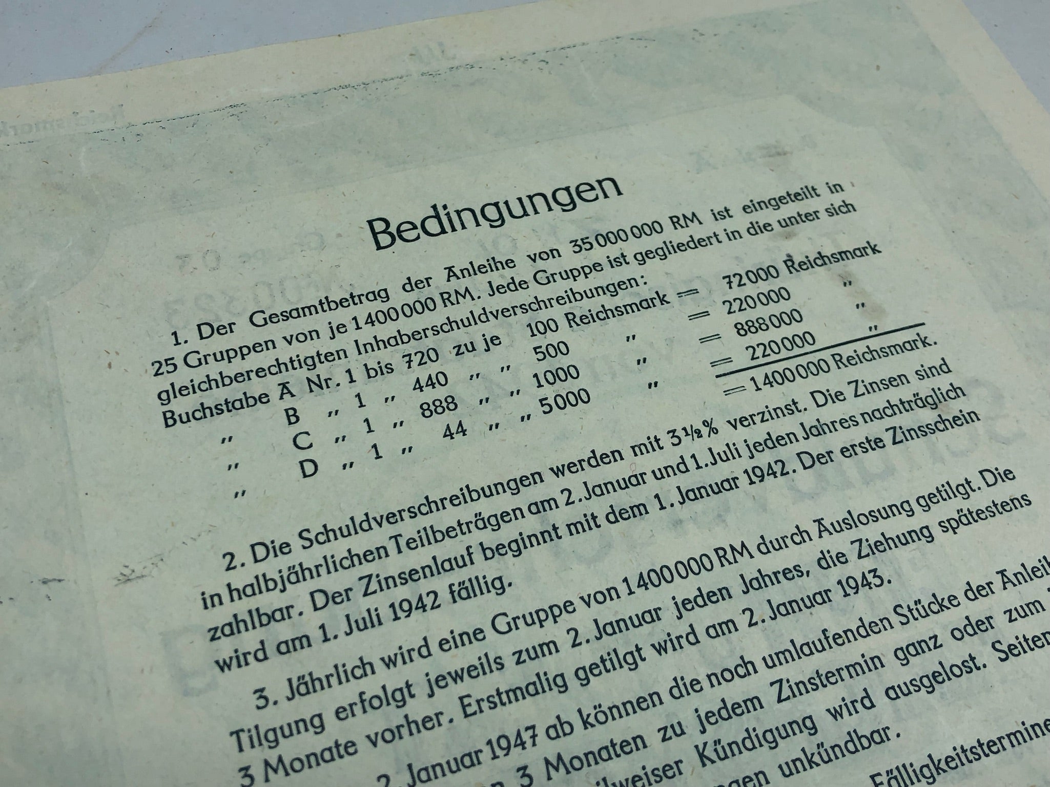 Original WW2 German Government Treasury Loan Bill 100 Reichmarks - The Militaria Shop