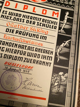 Charger l&#39;image dans la galerie, 1935 Dated German Swimming Diploma  - Great Display Item.
