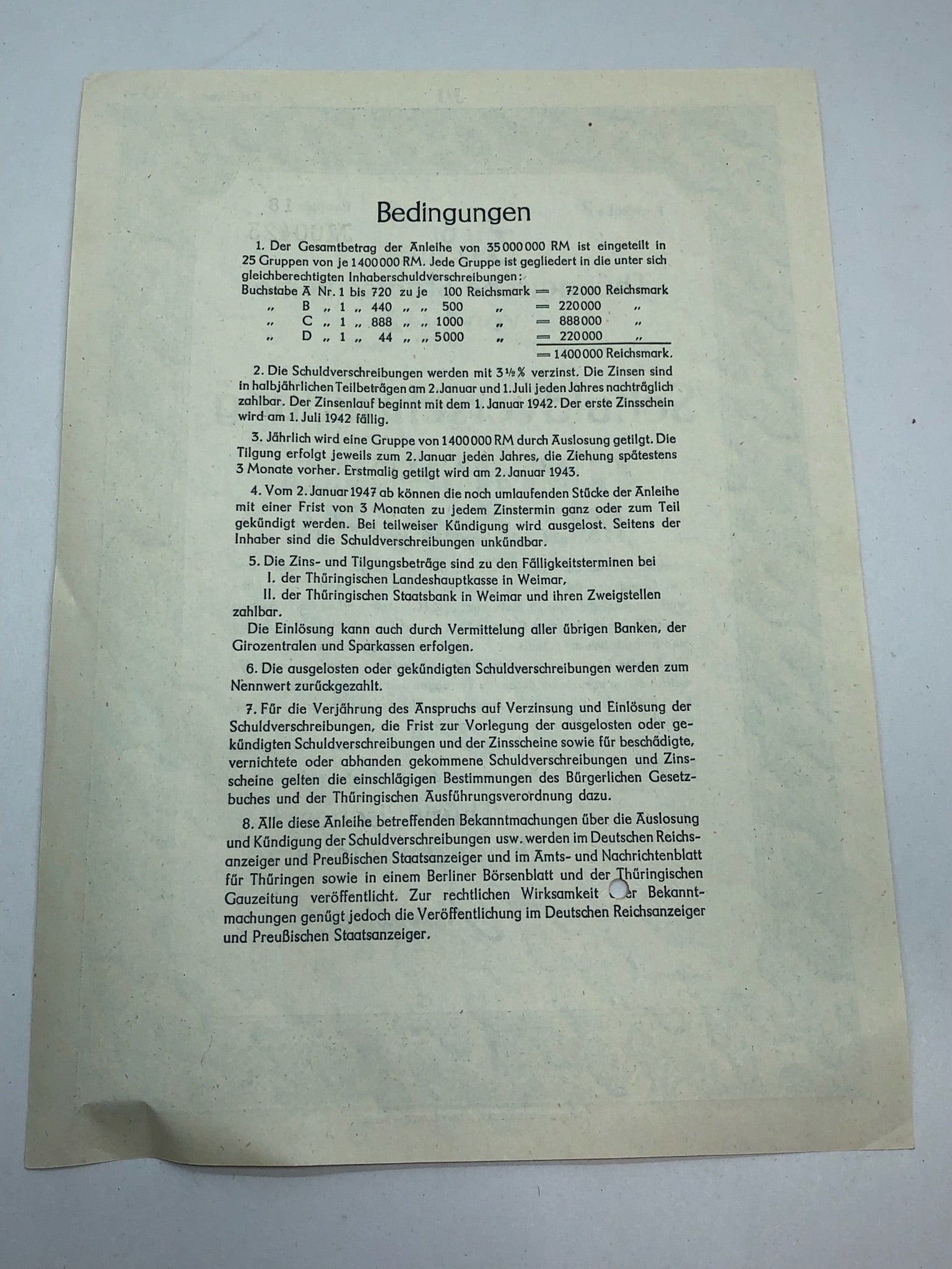Original WW2 German Government Treasury Loan Bill 500 Reichmarks - The Militaria Shop