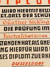 Charger l&#39;image dans la galerie, 1935 Dated German Swimming Diploma  - Great Display Item.
