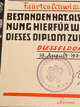 Charger l&#39;image dans la galerie, 1935 Dated German Swimming Diploma  - Great Display Item.
