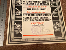 Charger l&#39;image dans la galerie, 1935 Dated German Swimming Diploma  - Great Display Item.
