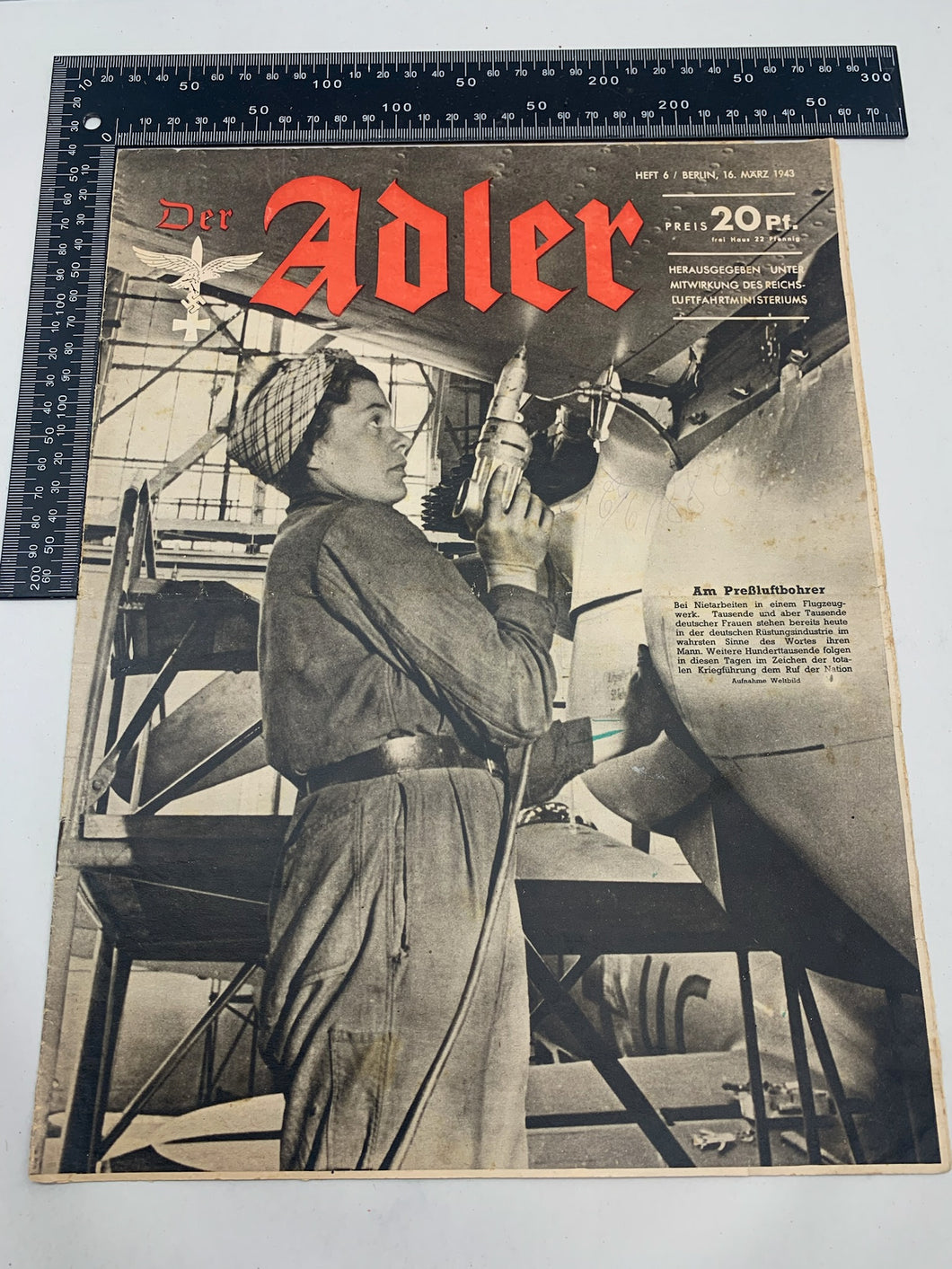 Der Adler Luftwaffe Magazine Original WW2 German - 16th March 1943