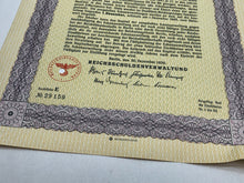 Lade das Bild in den Galerie-Viewer, Original WW2 German Government Treasury Loan Bill 500 Reichmarks
