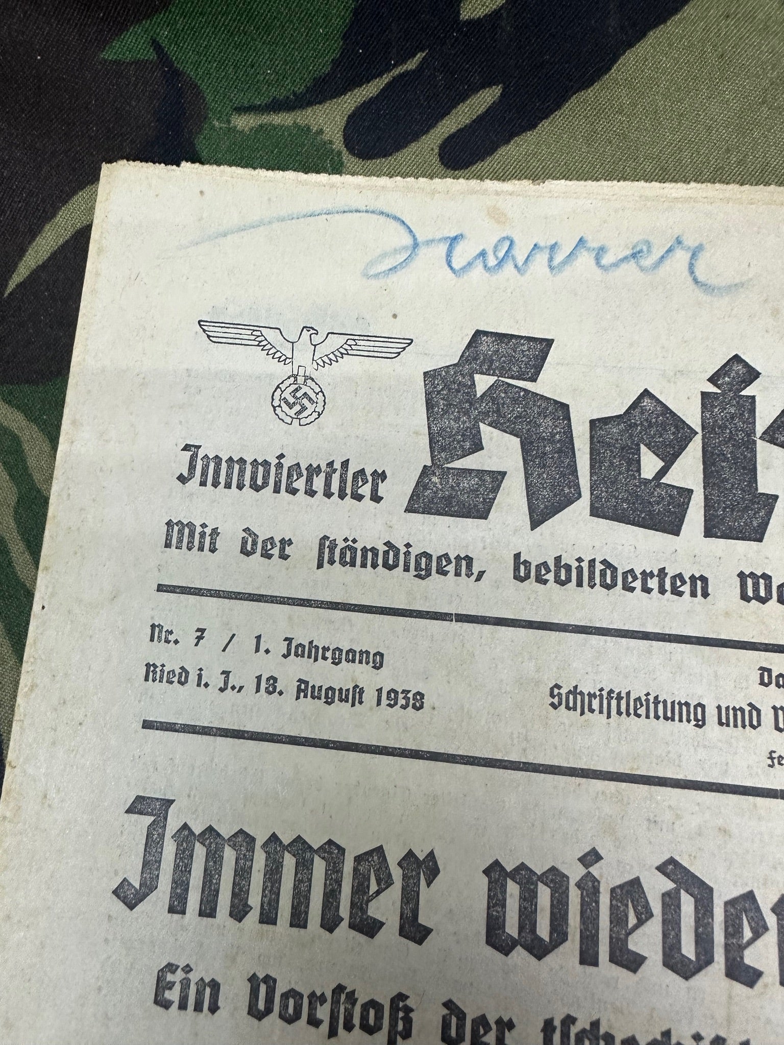 Original WW2 German Party Heimatblatt Political Newspaper - 18th August 1938 - The Militaria Shop