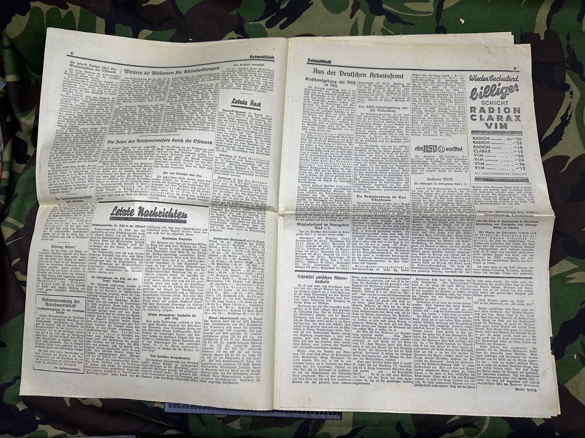 Original WW2 German Party Heimatblatt Political Newspaper - 18th August 1938 - The Militaria Shop