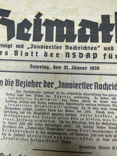 Load image into Gallery viewer, Original WW2 German Party Heimatblatt Political Newspaper - 21st January 1939 - The Militaria Shop
