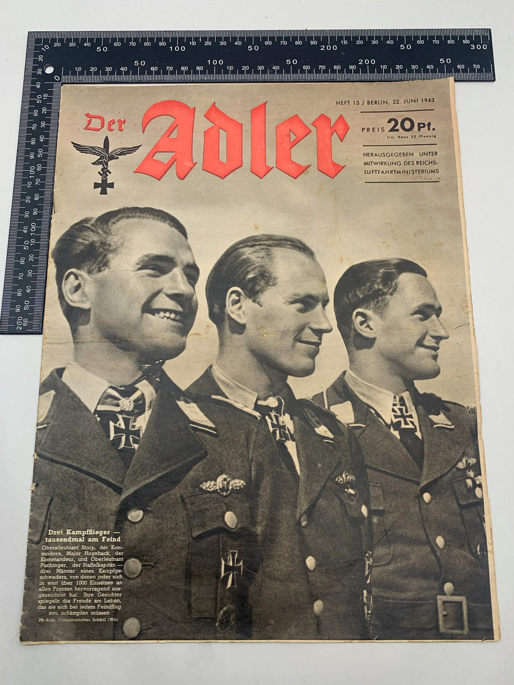 Der Adler Luftwaffe Magazine Original WW2 German - 22nd June 1943