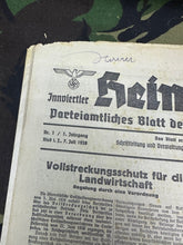 Load image into Gallery viewer, Original WW2 German Party Heimatblatt Political Newspaper - 7th July 1938 - The Militaria Shop
