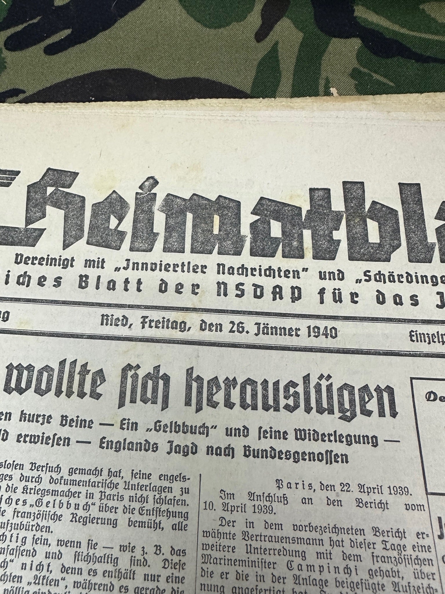 Original WW2 German Party Heimatblatt Political Newspaper - 26th January 1940 - The Militaria Shop