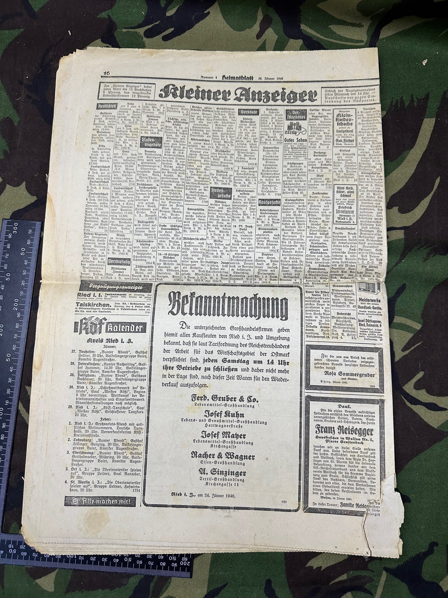 Original WW2 German Party Heimatblatt Political Newspaper - 26th January 1940 - The Militaria Shop