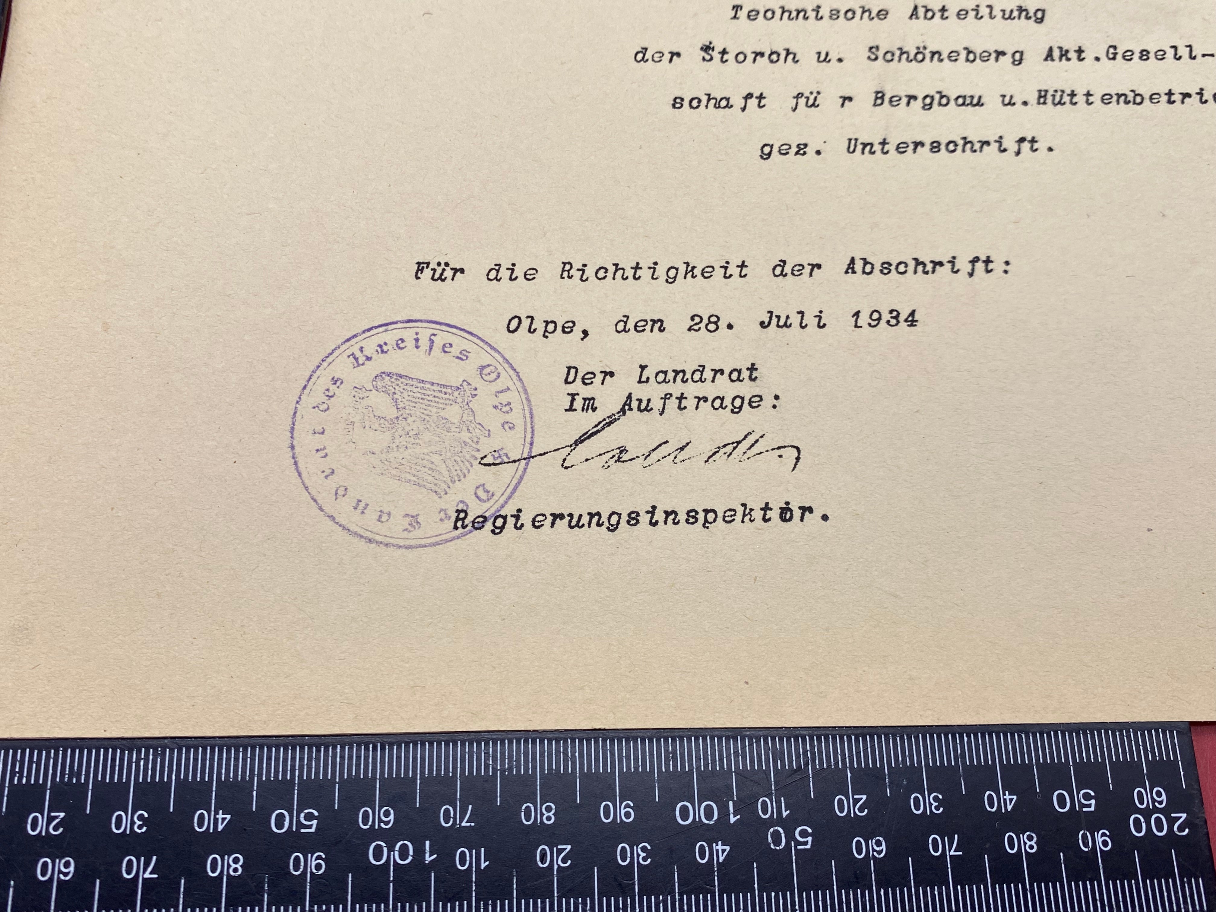 A WW2 German Document Dated 1934. Interesting Original Paper with Stamp - The Militaria Shop