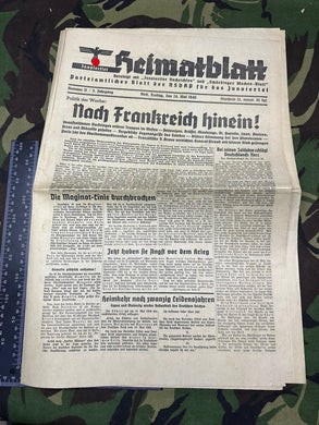 Original WW2 German Party Heimatblatt Political Newspaper - 24th May 1940 - The Militaria Shop