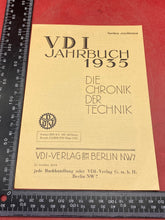 Load image into Gallery viewer, A WW2 German VDI Yearbook Document Dated 1935. Interesting Original
