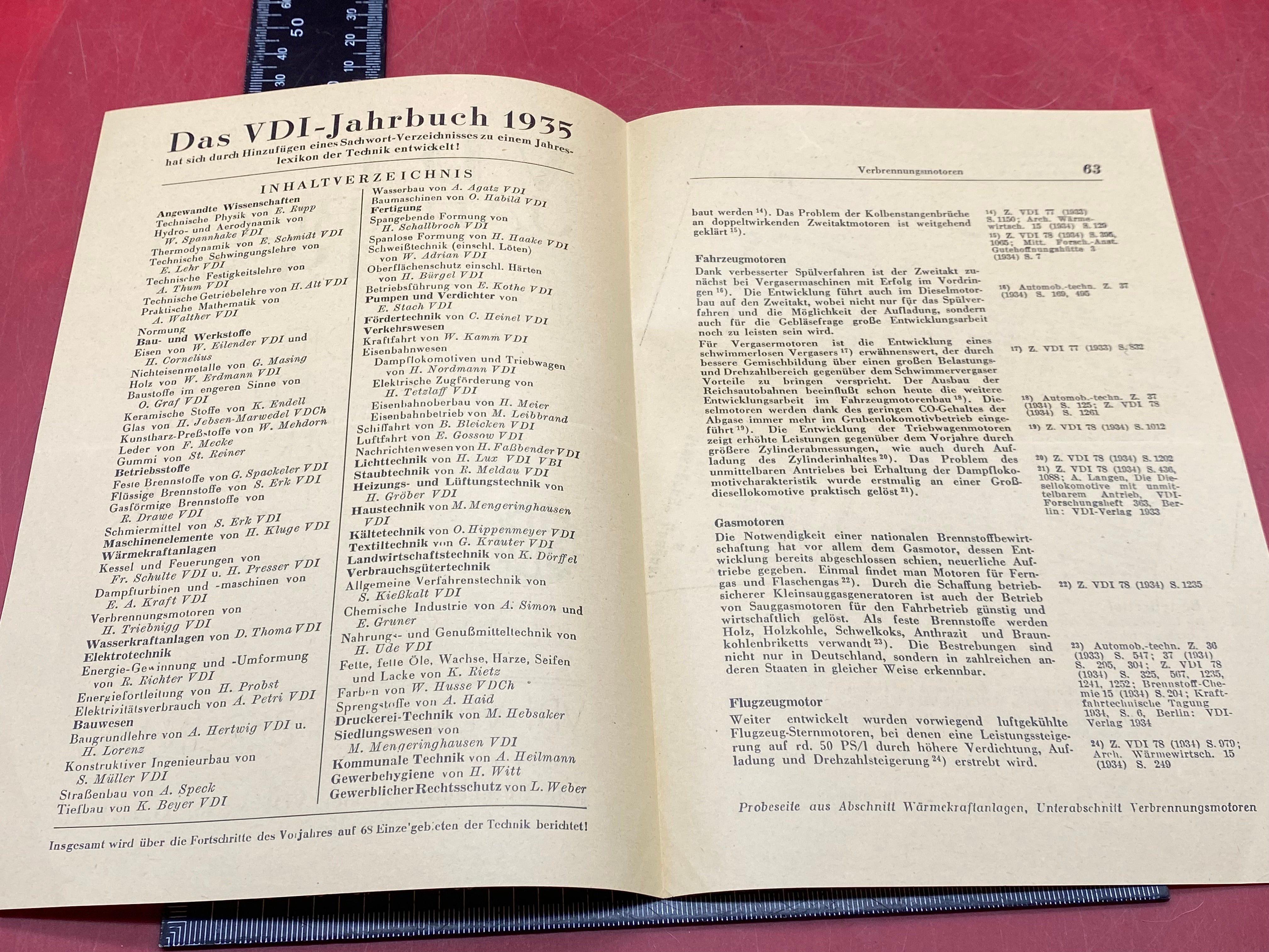 A WW2 German VDI Yearbook Document Dated 1935. Interesting Original - The Militaria Shop