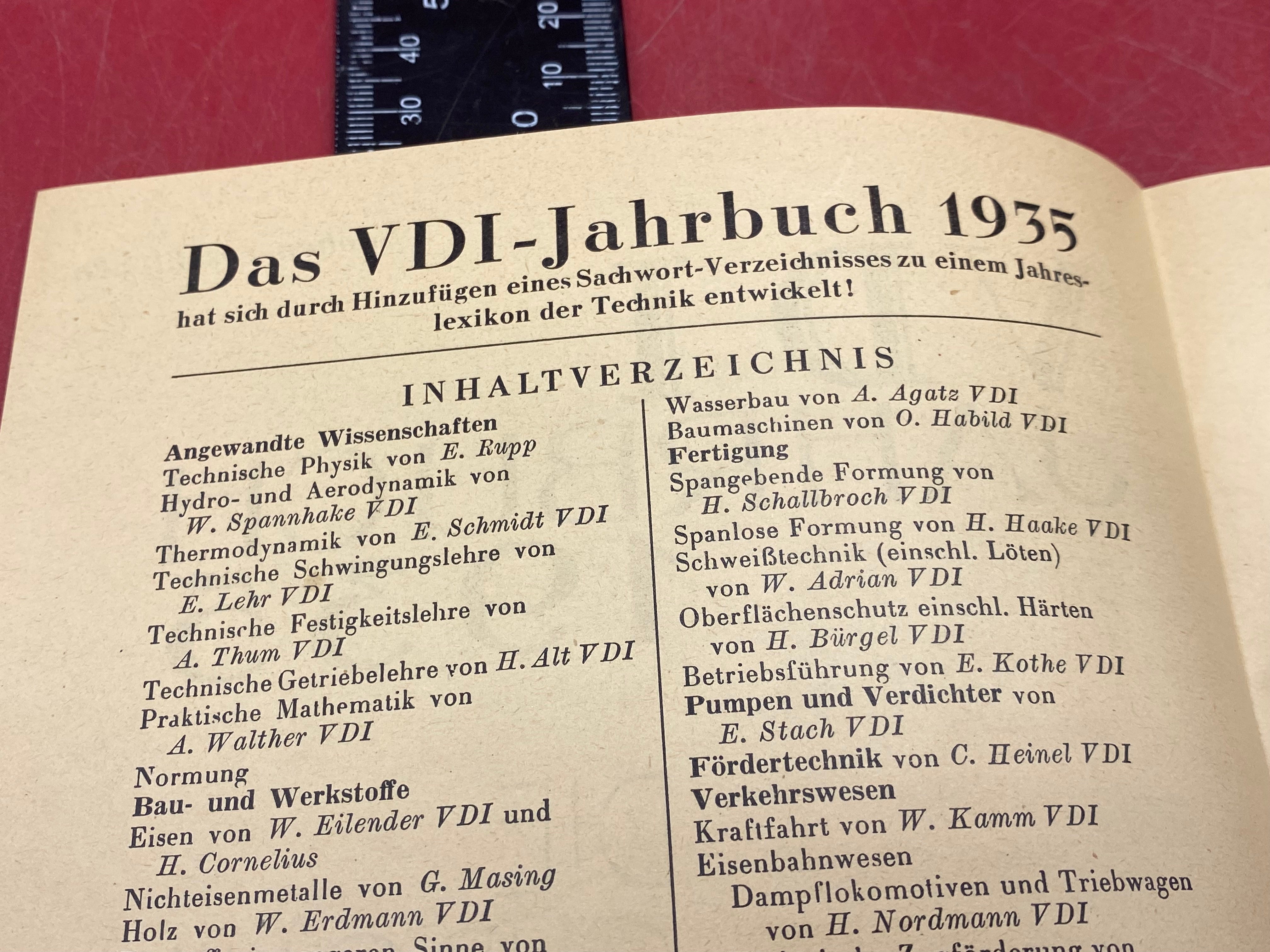 A WW2 German VDI Yearbook Document Dated 1935. Interesting Original - The Militaria Shop
