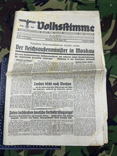 Load image into Gallery viewer, Original WW2 German NSDAP VOLKSSTIMME Political Newspaper - 24th August 1939 - The Militaria Shop
