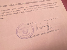 Lade das Bild in den Galerie-Viewer, An Interesting 2 Page WW2 German NSDAP Document Dated 1935. With Stamp etc.
